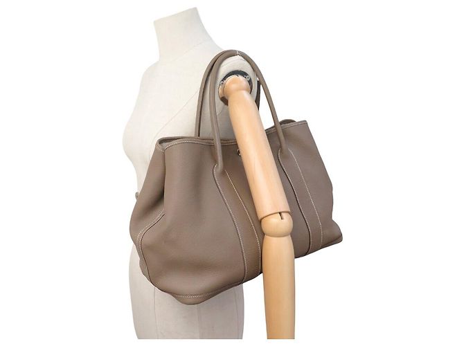 Hermès BORSA HERMES GARDEN PARTY 36 IN PELLE ETOUPE Beige - vista 5