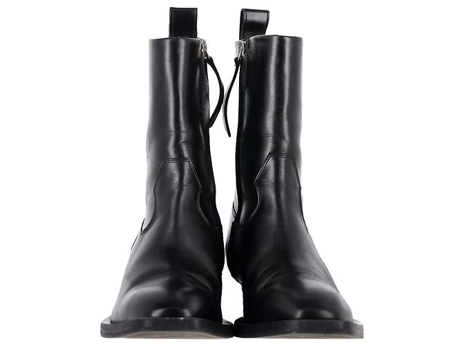 Botas de cano curto Luis em couro preto Aeyde - vista 3