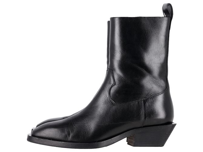 Botas de cano curto Luis em couro preto Aeyde - vista 5