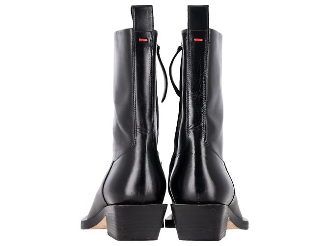 Botas de cano curto Luis em couro preto Aeyde - vista 6