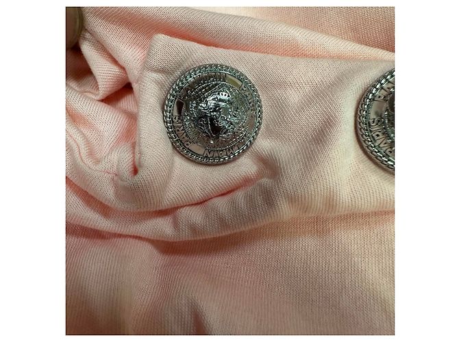 Camiseta Balmain con recortes y botones decorados en algodón melocotón - vista 4