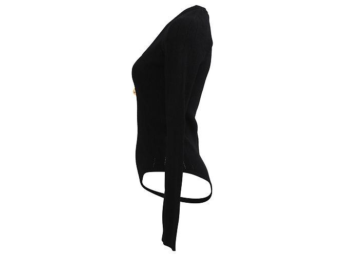Balmain Body aus gerippter Viskose mit U-Boot-Ausschnitt in Schwarz - Ansicht 3