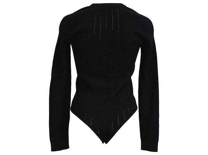 Balmain Body aus gerippter Viskose mit U-Boot-Ausschnitt in Schwarz - Ansicht 4