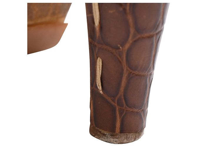 Sandali con platform Miu Miu in pelle marrone con stampa coccodrillo - vista 9