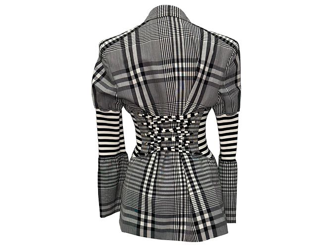 Burberry Stripe & Check Corset Blazer in Multicolor Polyester Multiple colors - view 3