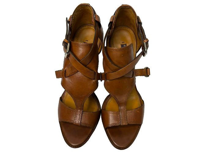 Sandali con listini Ralph Lauren Collection in pelle marrone - vista 5