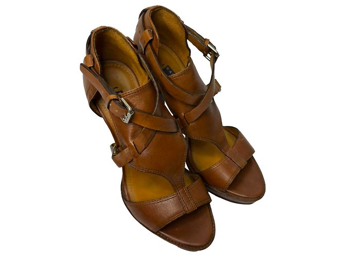 Sandali con listini Ralph Lauren Collection in pelle marrone - vista 6