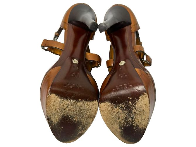 Sandali con listini Ralph Lauren Collection in pelle marrone - vista 7