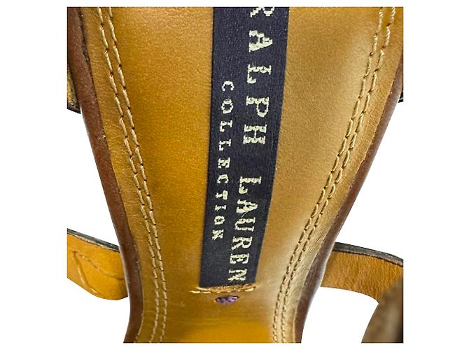 Sandali con listini Ralph Lauren Collection in pelle marrone - vista 8