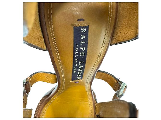 Sandali con listini Ralph Lauren Collection in pelle marrone - vista 9