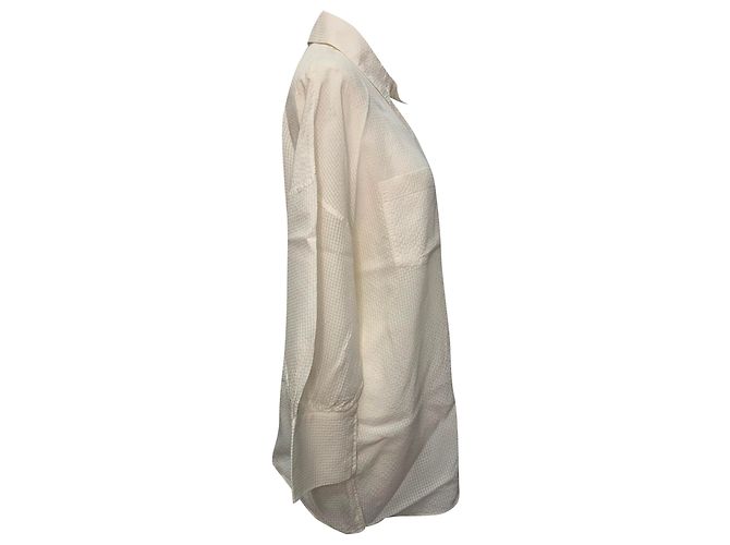 Anine Bing Texturierte Button-Down-Hemd aus Elfenbeinfarbener Viskose - Ansicht 2