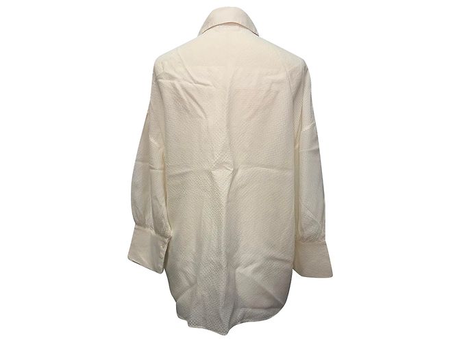 Anine Bing Texturierte Button-Down-Hemd aus Elfenbeinfarbener Viskose - Ansicht 3