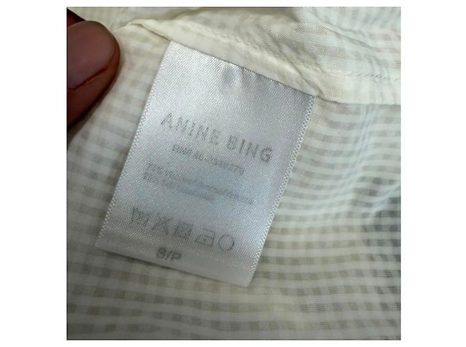 Anine Bing Texturierte Button-Down-Hemd aus Elfenbeinfarbener Viskose - Ansicht 5