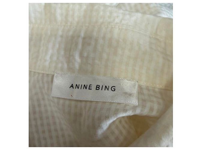 Anine Bing Texturierte Button-Down-Hemd aus Elfenbeinfarbener Viskose - Ansicht 6