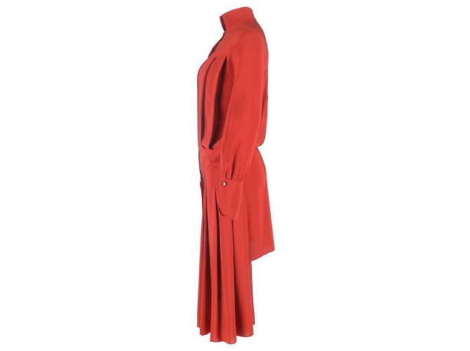 Abito midi Chloé con collo alto e bottoni sulla schiena in seta rossa Rosso Bordò - vista 2