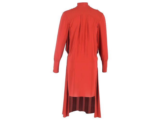 Abito midi Chloé con collo alto e bottoni sulla schiena in seta rossa Rosso Bordò - vista 3