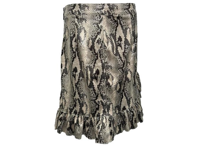 MSGM Minirock mit Schlangenprint und Rüschen aus Polyester in Grau - Ansicht 2