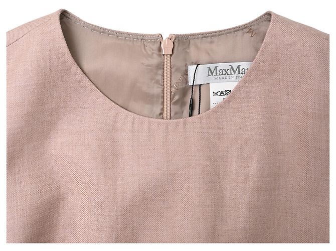 Vestido midi sin mangas Max Mara en lana rosa camel - vista 9