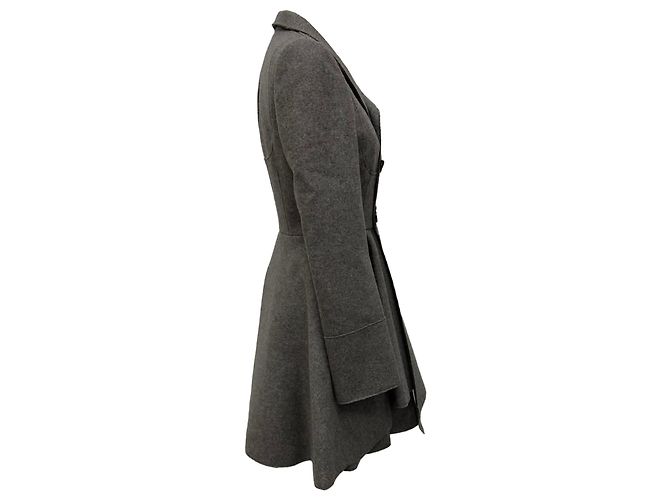 Abrigo acampanado de doble botonadura Alexander Mcqueen en lana gris - vista 2