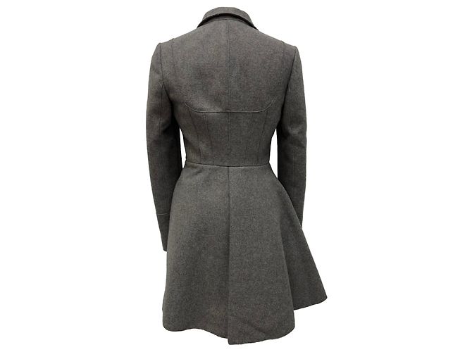 Abrigo acampanado de doble botonadura Alexander Mcqueen en lana gris - vista 3