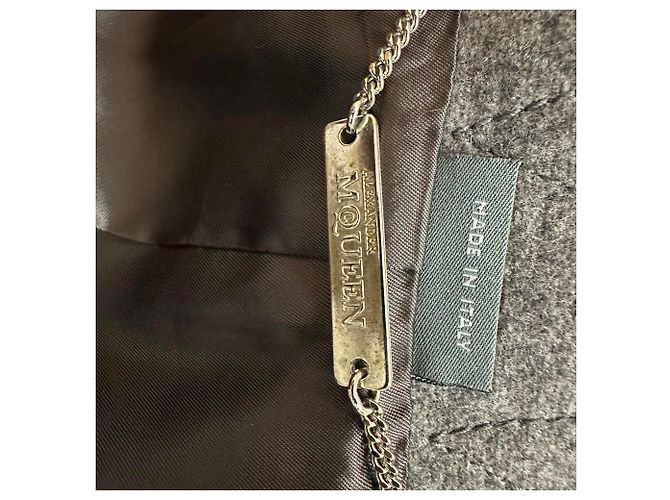 Abrigo acampanado de doble botonadura Alexander Mcqueen en lana gris - vista 4