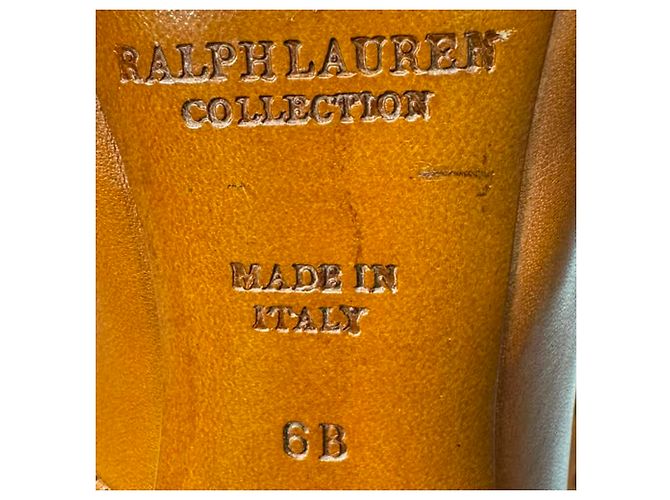 Stivaletti brogue con punta aperta in pelle marrone Ralph Lauren Collection - vista 10