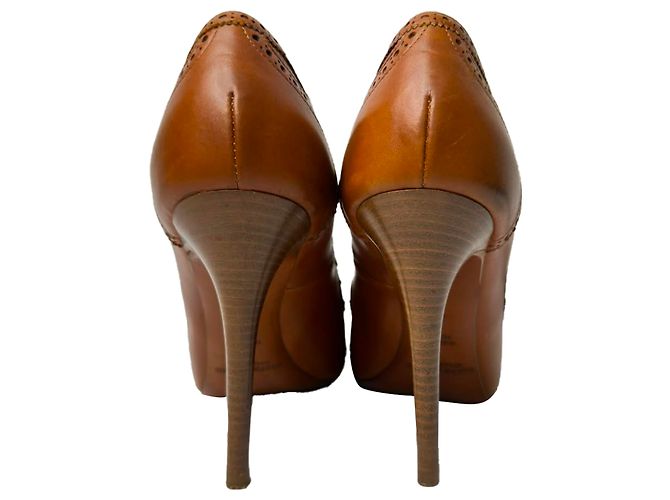 Stivaletti brogue con punta aperta in pelle marrone Ralph Lauren Collection - vista 3
