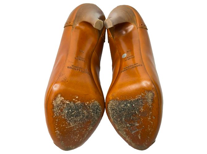 Stivaletti brogue con punta aperta in pelle marrone Ralph Lauren Collection - vista 7