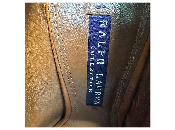 Stivaletti brogue con punta aperta in pelle marrone Ralph Lauren Collection - vista 8
