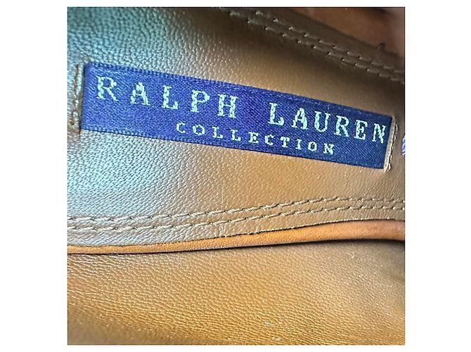 Stivaletti brogue con punta aperta in pelle marrone Ralph Lauren Collection - vista 9