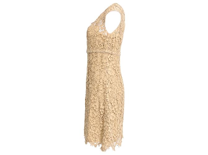 Vestido corto de encaje Dolce & Gabbana en algodón beige - vista 2