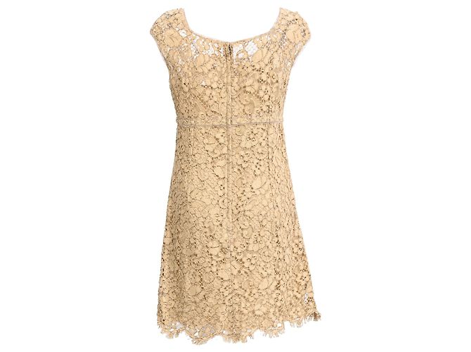Vestido corto de encaje Dolce & Gabbana en algodón beige - vista 3