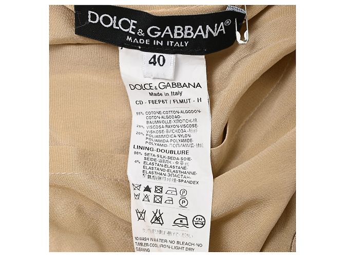 Vestido corto de encaje Dolce & Gabbana en algodón beige - vista 4