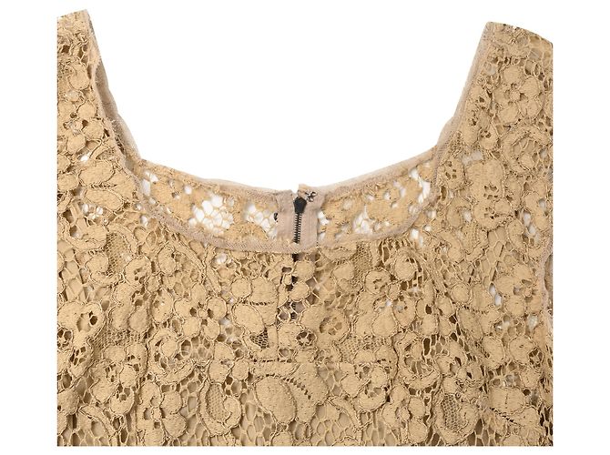 Vestido corto de encaje Dolce & Gabbana en algodón beige - vista 6