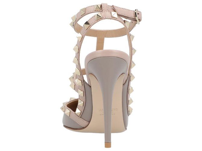 Escarpins Rockstud en cuir marron Valentino Garavani Gris - vue 4