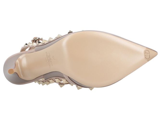 Escarpins Rockstud en cuir marron Valentino Garavani Gris - vue 5