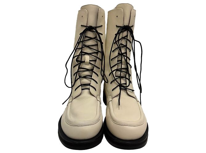 Stivaletti combat con lacci Patty di The Row in pelle bianca Bianco - vista 3