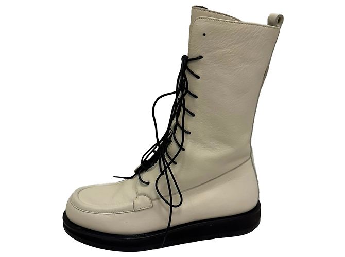 Stivaletti combat con lacci Patty di The Row in pelle bianca Bianco - vista 4