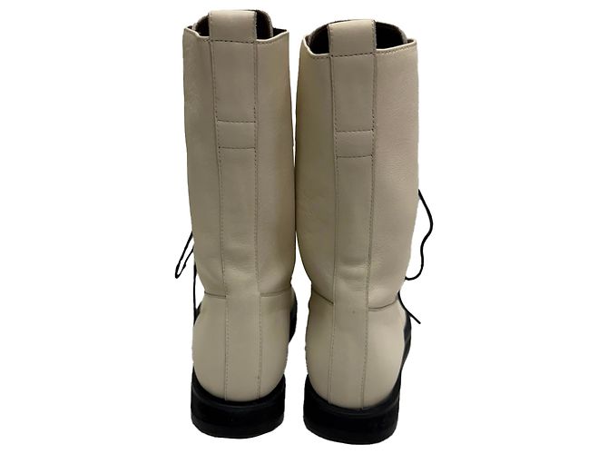 Stivaletti combat con lacci Patty di The Row in pelle bianca Bianco - vista 5