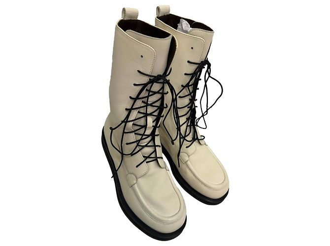 Stivaletti combat con lacci Patty di The Row in pelle bianca Bianco - vista 6