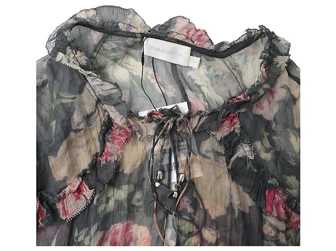 Abito midi a balze con stampa floreale in seta multicolore Zimmermann - vista 7