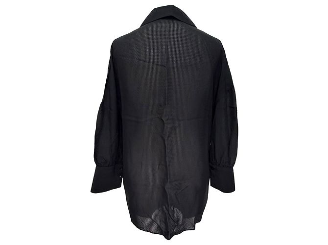 Anine Bing Texturierte Button-Down-Hemd aus schwarzer Viskose - Ansicht 2