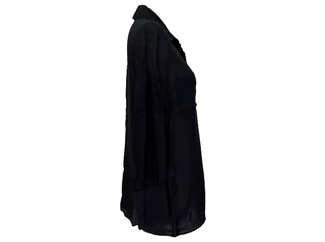 Anine Bing Texturierte Button-Down-Hemd aus schwarzer Viskose - Ansicht 3