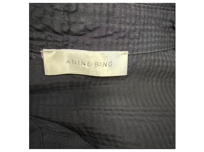 Anine Bing Texturierte Button-Down-Hemd aus schwarzer Viskose - Ansicht 4