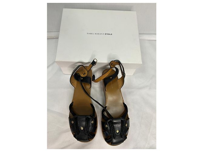 Sandali con zeppa Zia in pelle nera di Isabel Marant Étoile Nero - vista 10