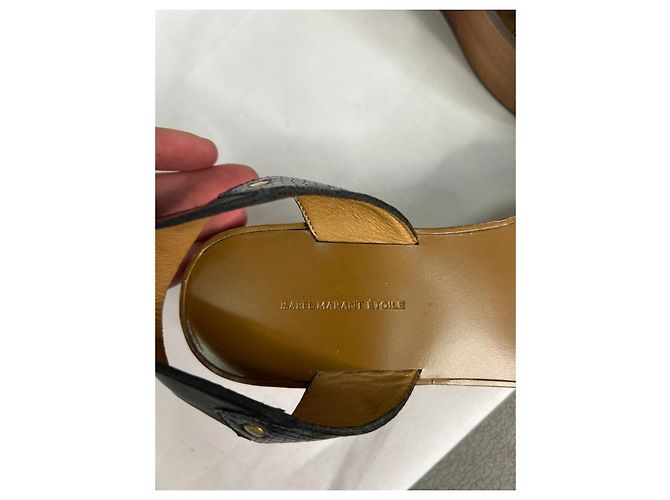 Sandali con zeppa Zia in pelle nera di Isabel Marant Étoile Nero - vista 3