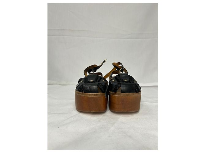Sandali con zeppa Zia in pelle nera di Isabel Marant Étoile Nero - vista 4