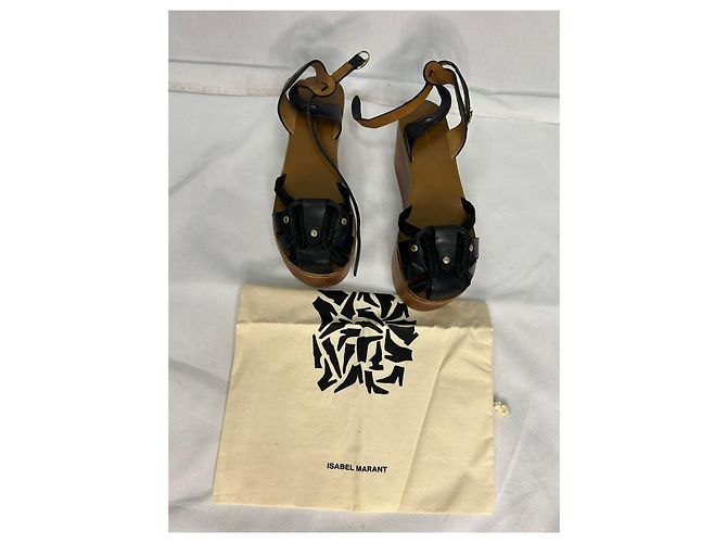 Sandali con zeppa Zia in pelle nera di Isabel Marant Étoile Nero - vista 9