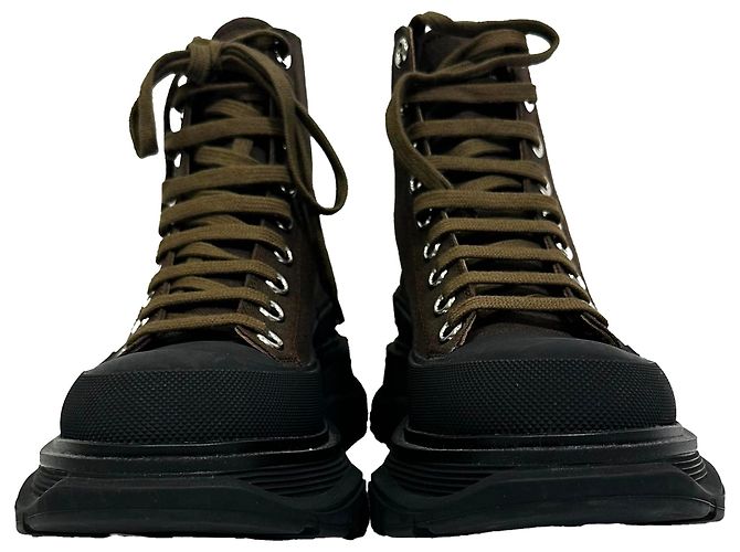 Alexander McQueen Tread Slick High-Top Sneaker aus Khaki-Canvas Grün - Ansicht 2
