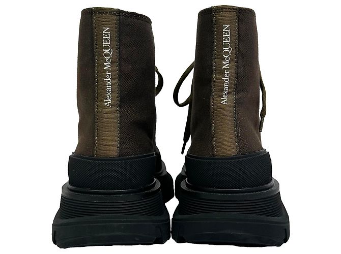 Alexander McQueen Tread Slick High-Top Sneaker aus Khaki-Canvas Grün - Ansicht 3